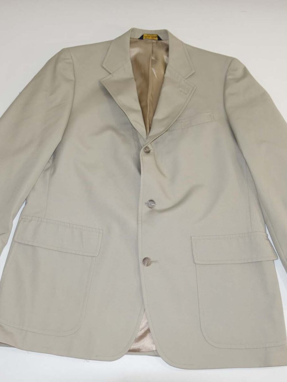 Brooks Brothers Men's Khaki Blazer Size 42 Long Beige Cotton 3 Button Jacket 42L